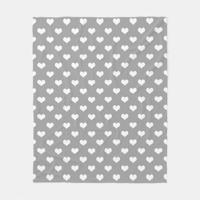 Ash Grått Kärlek Heart Mönster Design Fleecefilt (Framsidan)