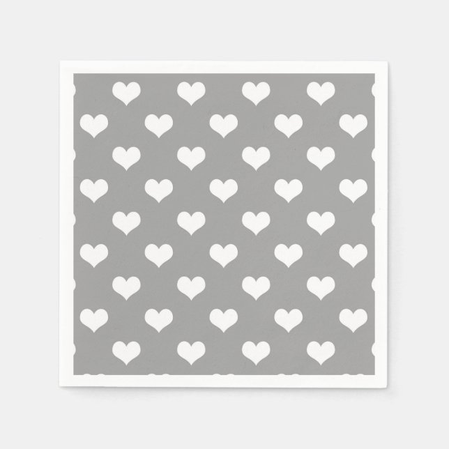 Ash Grått Kärlek Heart Mönster Design Pappersservett (Framsidan)