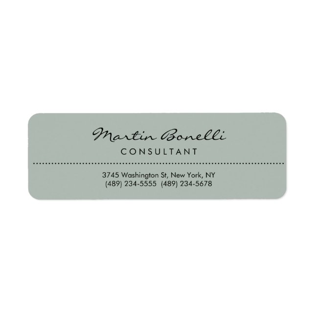 Ash Grått Modern Minimalist Plain Returadress Etikett (Framsidan)