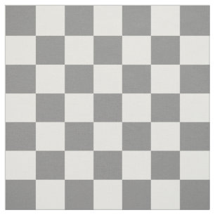 Ash Grått och White Checker Mönster Textile Tyg