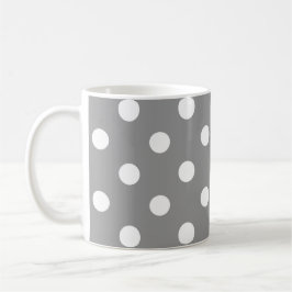 Ash Grått White Polka dots Design Kaffemugg