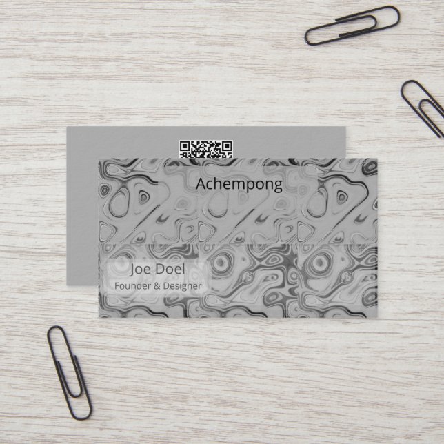 Ash Gray Opulent Abstract Luxury Business Card  Visitkort (Fram/Back In Situ)