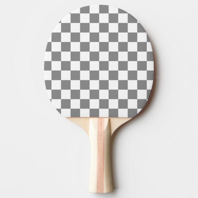 Ash Grey White Checkered Check Pattern Pingisracket (Framsidan)
