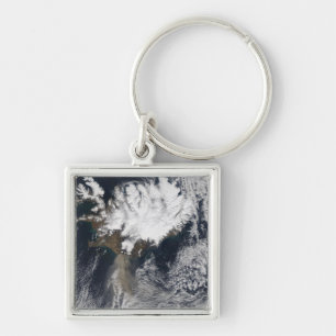 Ash plume från Eyjafjallajokull Volcano, Island Fyrkantig Silverfärgad Nyckelring