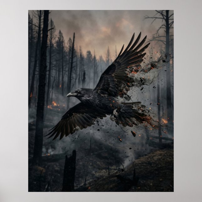 Ash Raven Burned Forest Sky Poster (Framsidan)