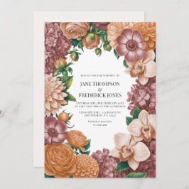 Ash Rose, Vintage Peach & Soft Terracotta Wedding Inbjudningar