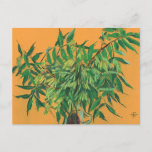 Ash-Träd, Grönt Löv Blommigt Art Painting-Gult Vykort