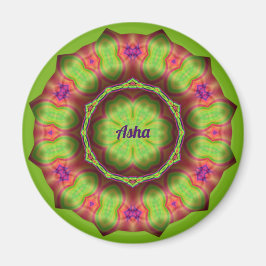 ASHA ~ Lime Green Rosa Lila Design ~ Magnet