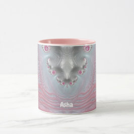 ASHA ~ Zany 3D Fractal ~ Rosa and White Mugg