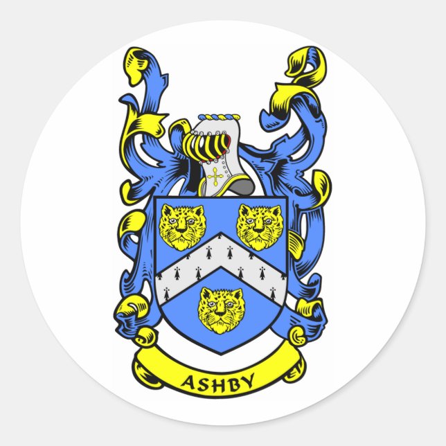 ASHBY Family Crest Runt Klistermärke (Framsida)