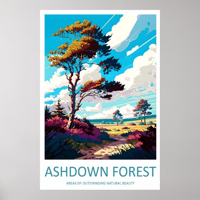 Ashdown Forest Reseskarta Väggkonst Ashdown (Framsidan)