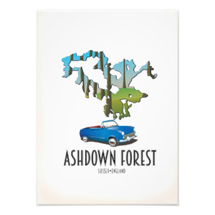 ashdown forest sussex karta-reseaffisch karta fototryck