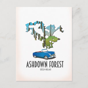 ashdown forest sussex karta-reseaffisch karta vykort