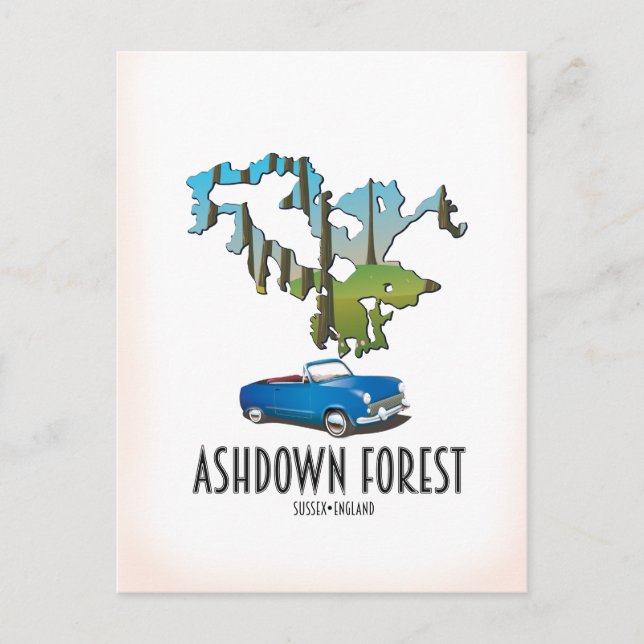 ashdown forest sussex karta-reseaffisch karta vykort (Framsida)