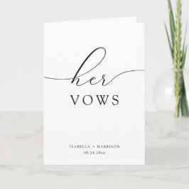ASHER Elegant Calligraphy her Bröllop Vows Card Kort
