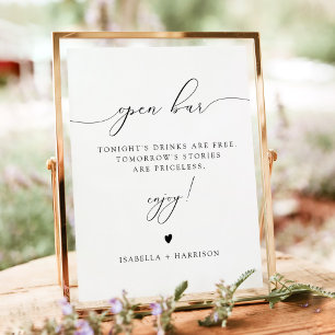 ASHER Elegant Calligraphy Open Pub Drink Poster