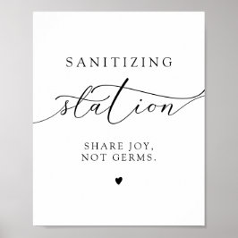 ASHER Elegant Calligraphy Sanitizing Station Sign Poster