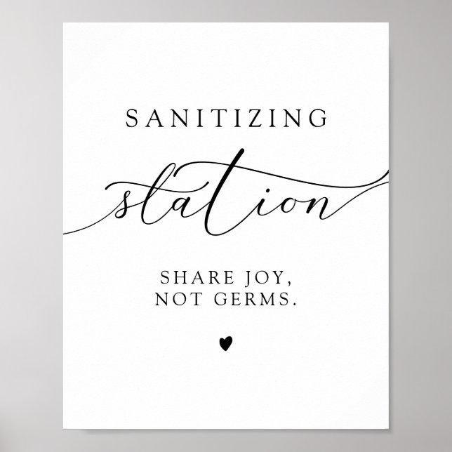 ASHER Elegant Calligraphy Sanitizing Station Sign Poster (Framsidan)