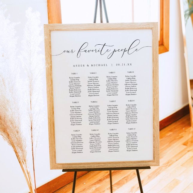 ASHER Elegant Calligraphy Script Bröllop Seating Poster (Skapare uppladdad)