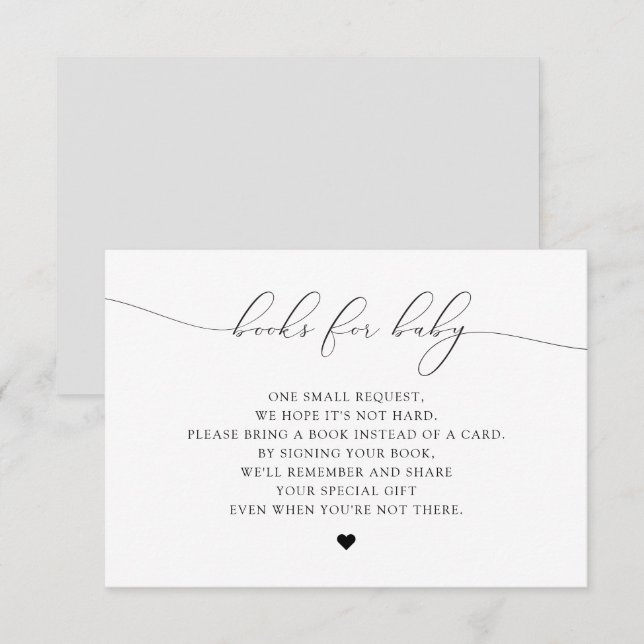 ASHER Elegant Script Bokar för babyvykort Inbjudningar (Fram/baksida)