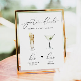 ASHER Elegant Watercolor Cocktail Namnteckning Dri Poster