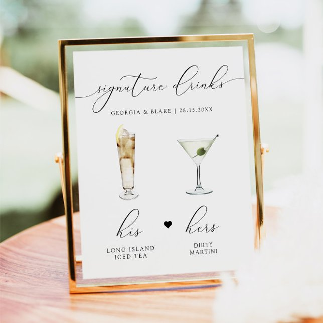 ASHER Elegant Watercolor Cocktail Namnteckning Dri Poster (Skapare uppladdad)
