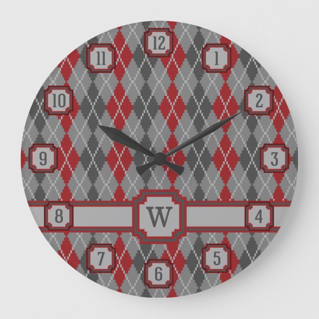 Ashes and Embers Argyle Clock Stor Klocka (Framsida)