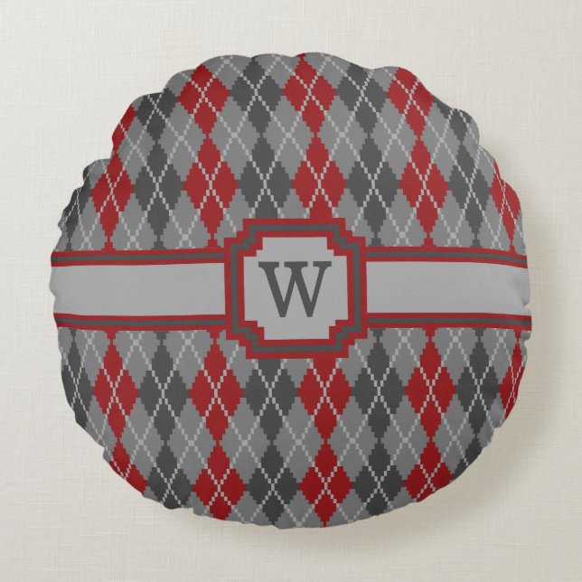 Ashes and Embers Argyle Round Pillow Rund Kudde (Framsidan)