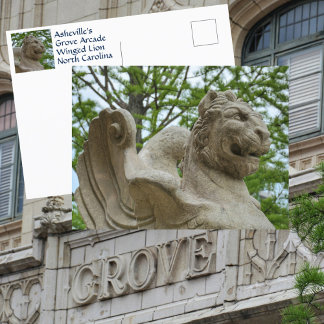 Asheville Bevingad Lejonstaty Historisk Grove Arca Vykort