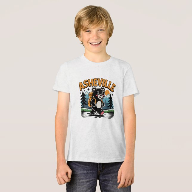 Asheville Black Bear Hiking Tecknad T Shirt (Framsida Full)