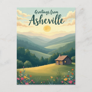 Asheville Blue Ridge Mountains vintage vykort