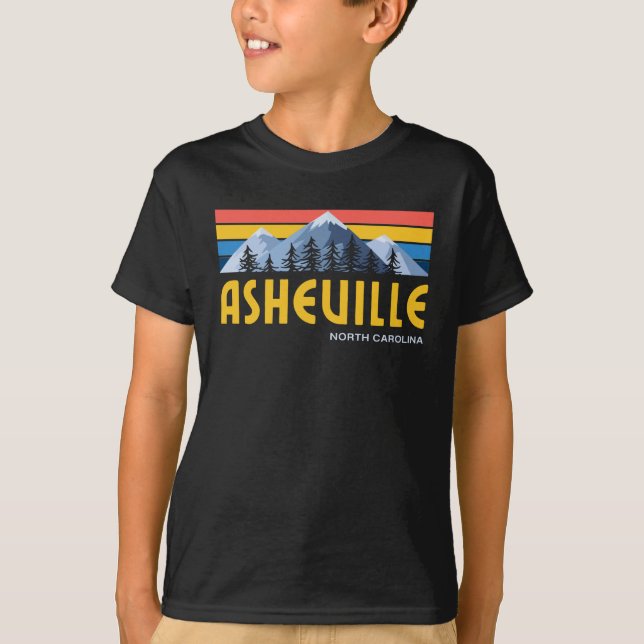 Asheville Mountains Retro Vintage T-Shirt (Framsida)