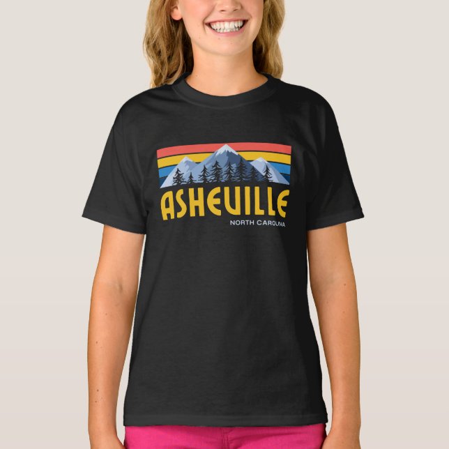 Asheville Mountains Retro Vintage T-Shirt (Framsida)