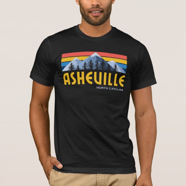 Asheville Mountains Retro Vintage T-Shirt (Framsida)