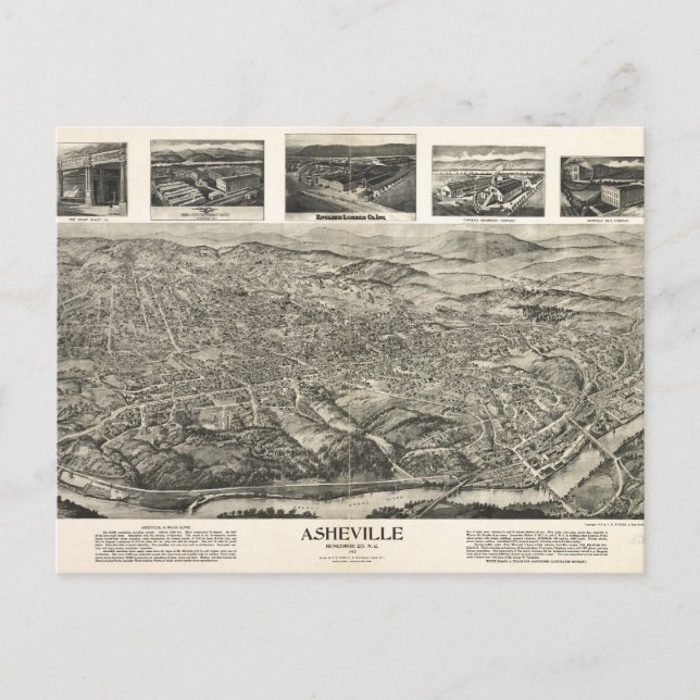Asheville, NC 1912-vykort Vykort (Framsida)