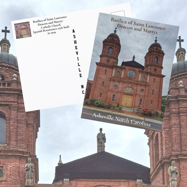Asheville NC Basilikan Sankt Laurentius Vykort (Skapare uppladdad)