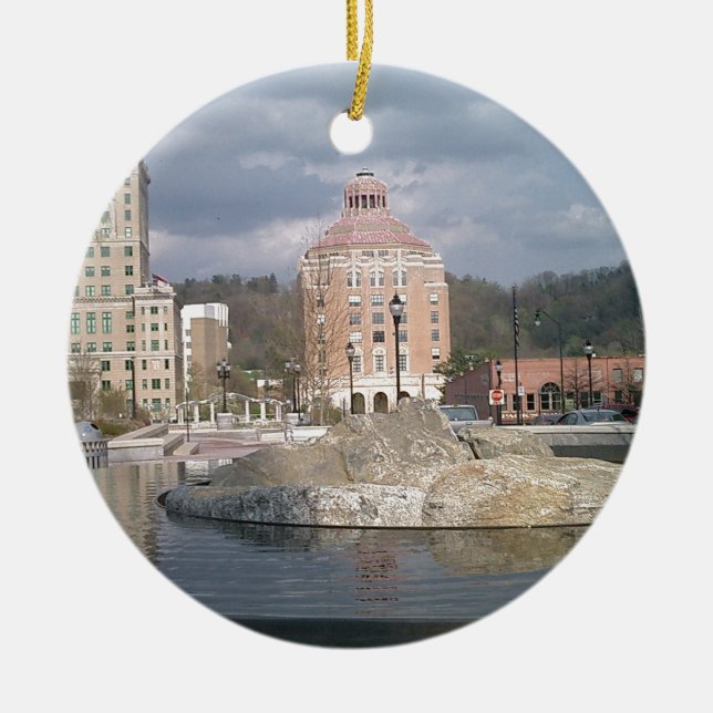 Asheville nc fontän julgransprydnad keramik (Framsidan)