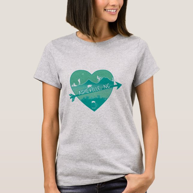 Asheville, NC T-Shirt - Grönt (Framsida)
