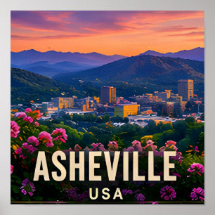 Asheville North Carolina Bergsresor Present Poster