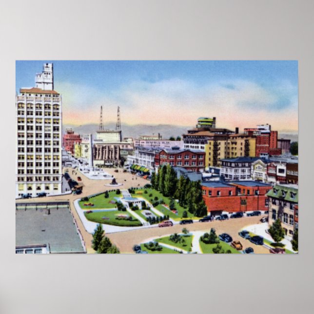Asheville North Carolina City Plaza Poster (Framsidan)