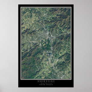 Asheville North Carolina från Space Satellite Kart Poster
