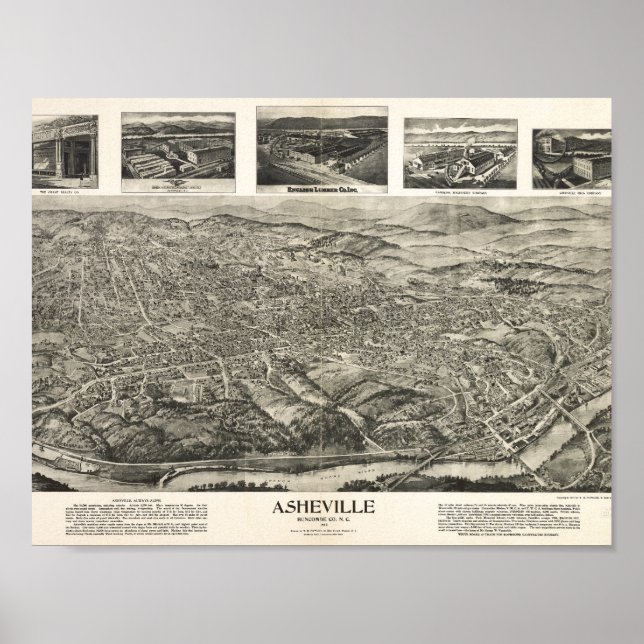 Asheville, North Carolina Historic Wall Art Poster (Framsidan)