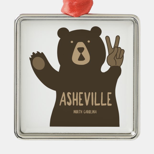 Asheville North Carolina Peace Bear Julgransprydnad Metall (Framsidan)
