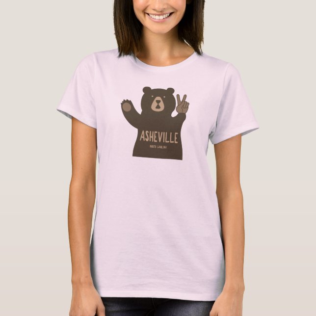 Asheville North Carolina Peace Bear T Shirt (Framsida)