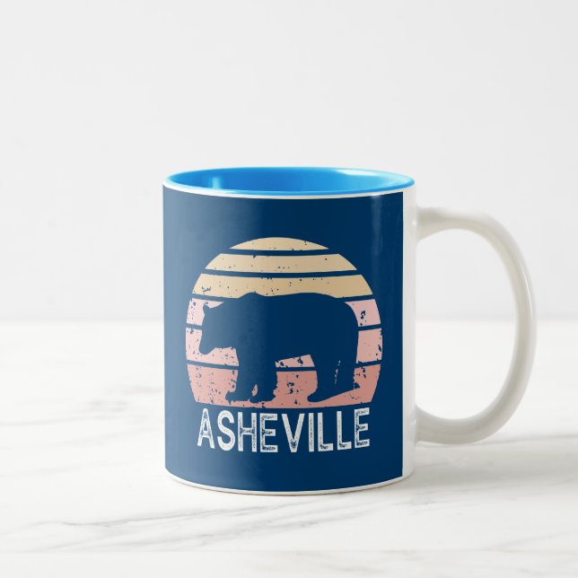 Asheville North Carolina Retro Bear Två-Tonad Mugg (Höger)