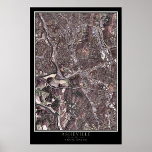 Asheville North Carolina Satellite Poster Karta