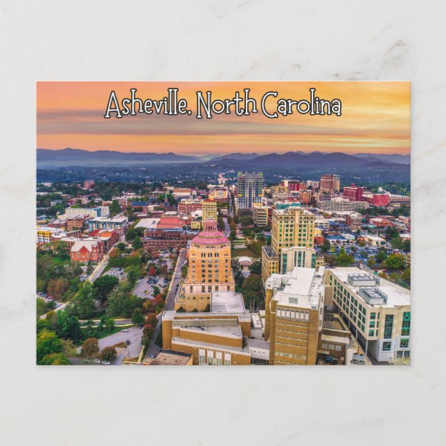Asheville North Carolina Sunset Vykort (Framsida)