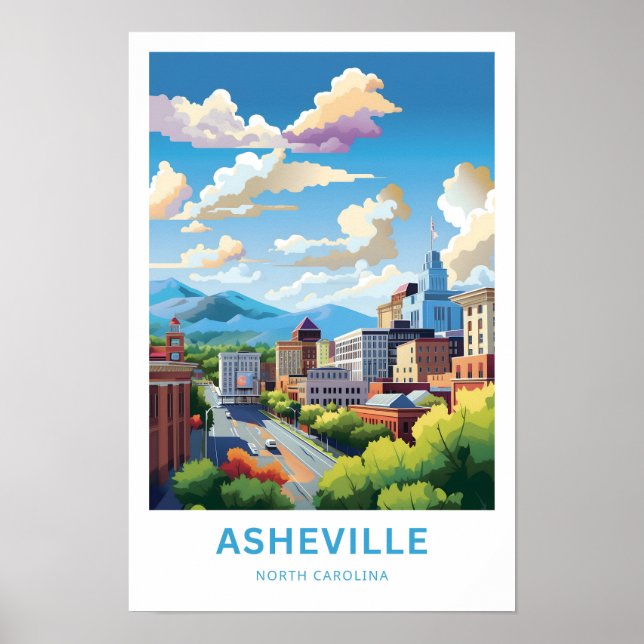 Asheville North Carolina Travel Skriv ut Poster (Framsidan)