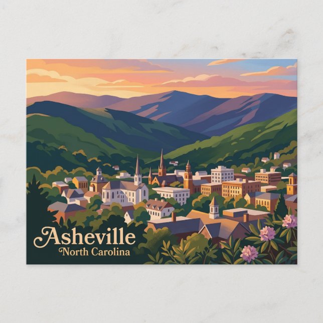 Asheville North Carolina Vykort (Framsida)