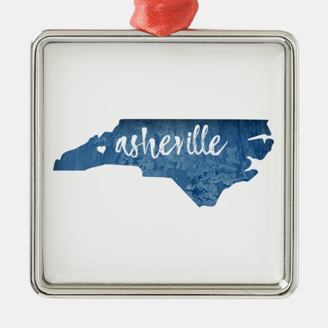 Asheville North Carolina Wood Grain Julgransprydnad Metall (Framsidan)